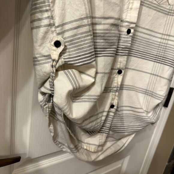 Matchstick | Argus White Plaid Flannel LS Button Up Roll Tab Hem Shirt Womens L - Picture 5 of 9